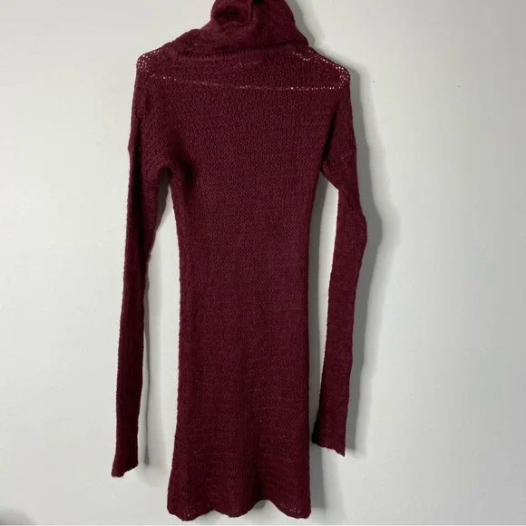 turtleneck burgundy dress Sleeveless Turtleneck Sweater Dress